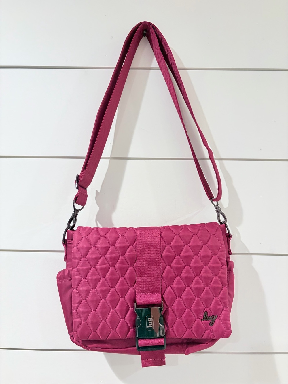 Lug Magenta Pink Quilted Crossbody Messenger Bag Dopaminecore Travel Organize